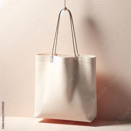 blank hanging tote bag mockup photo