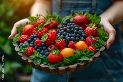 Vibrant Heart: Fresh Fruits and Vegetables Arrangement