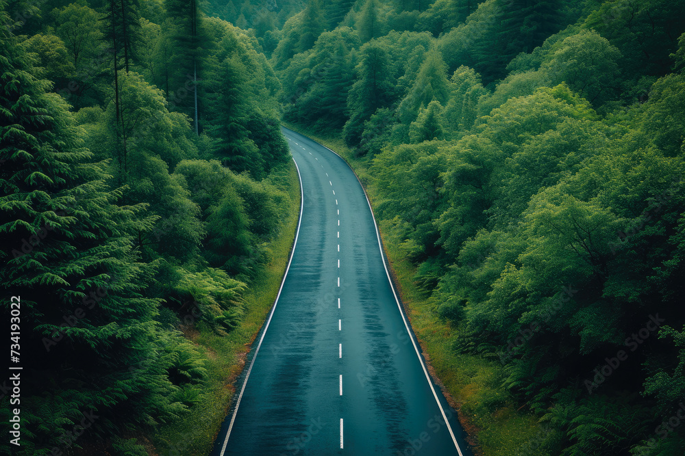 Asphalt Odyssey: Magnificent Top-Down View of Roadway