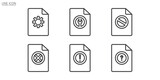 File error report icon set. Corrupted file icon vector illustration. Rejected document in transparent background. File error report icon set. Corrupted line icon.