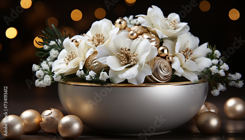 Freshness and elegance in a close up of a yellow flower generated by AI