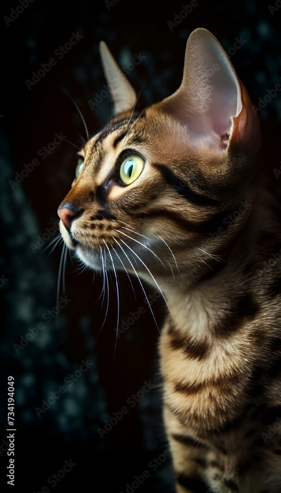 the cat is looking into the distance as it looks toward something the cat is looking into the distance as it looks toward something