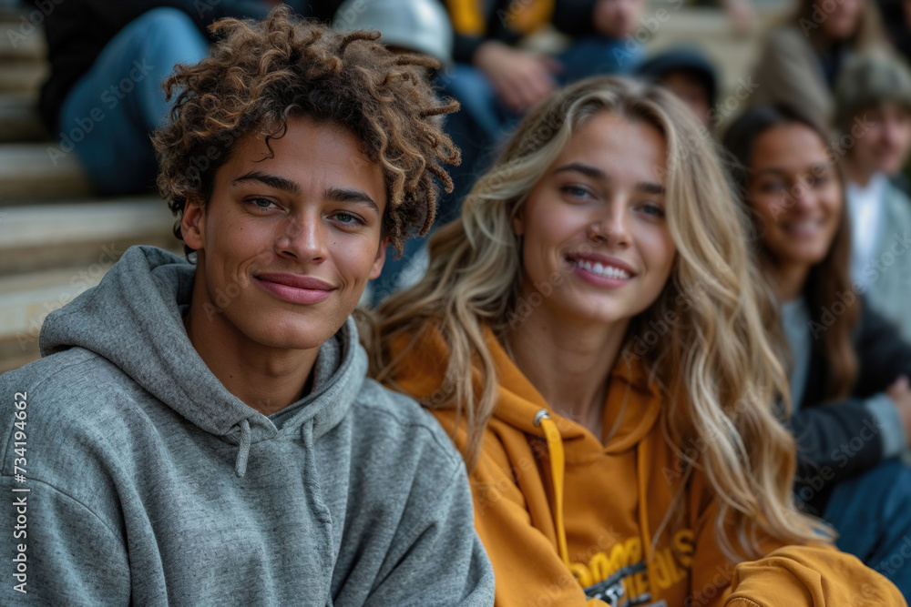 Obraz premium Youthful Bond: Close-knit Teenagers Embracing Togetherness