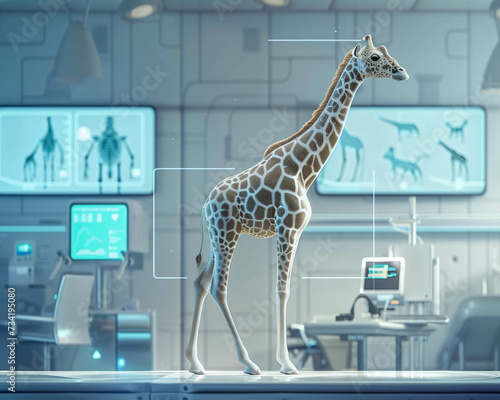 A 3D animated journey Animals technology and medical backgrounds merge