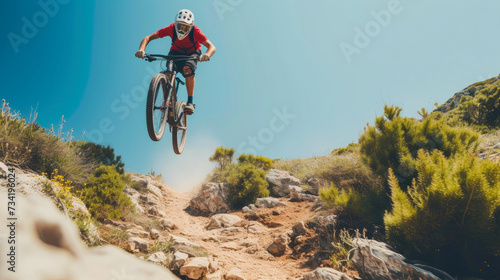 Biking Over Boulders: Rider Soaring Through the Air