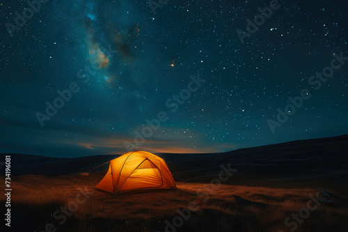 Luminous Shelter: Tent Aglow under the Celestial Canvas