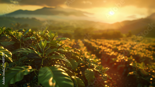 AI Generated Image: Coffee Plantation at Sunrise © AssetsStock