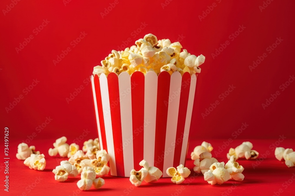 fresh Popcorn on red background fresh Popcorn on red background