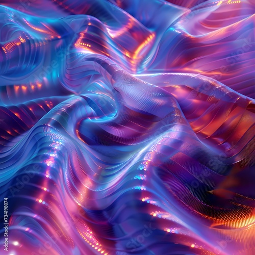 Vibrant Abstract Fabric Waves with Luminous Patterns