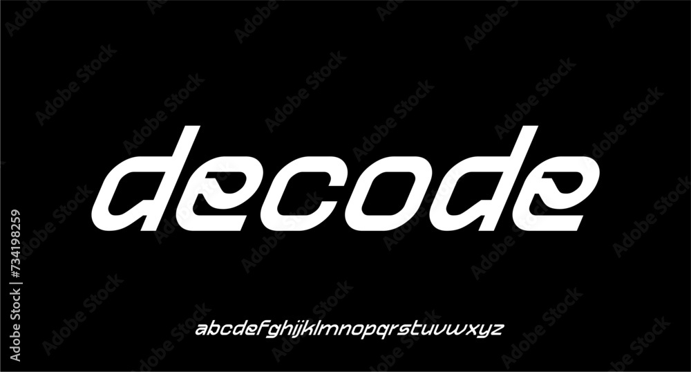 Fototapeta premium DECODE FONT VECTOR DISPLAY FUTURISTIC Y2K SCIFI