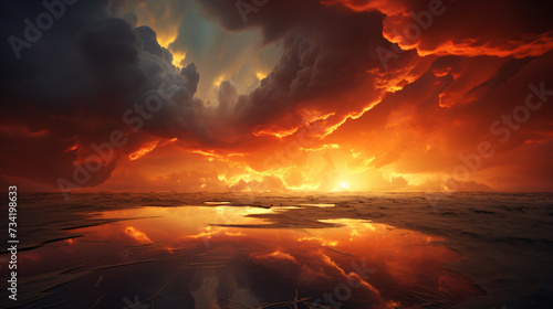  Dramatic sunset sky with golden clouds