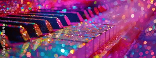 colorful music background of colorful lightup piano keys Generative AI