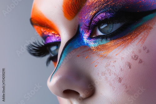 Close up eyes with artistic fantasy makeup
