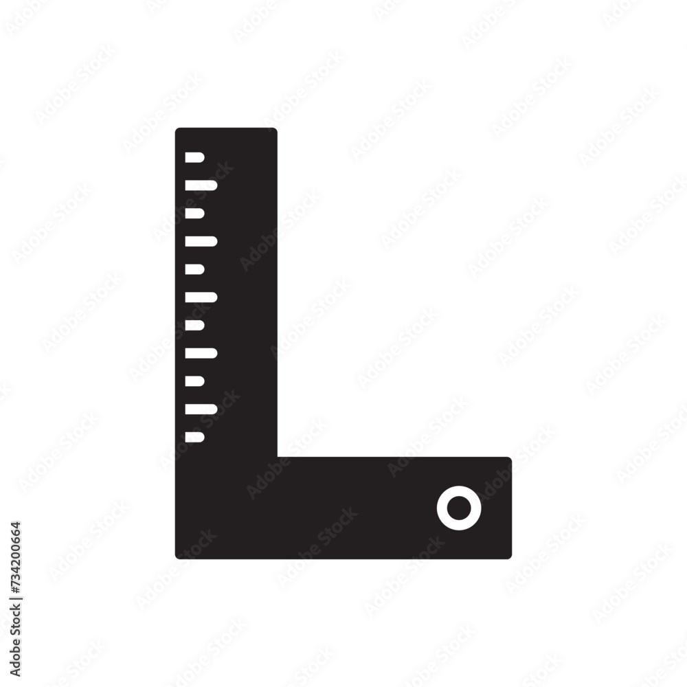 Ruler icon. Square ruler flat sign design. Ruler distance symbol pictogram. UX UI scale icon
