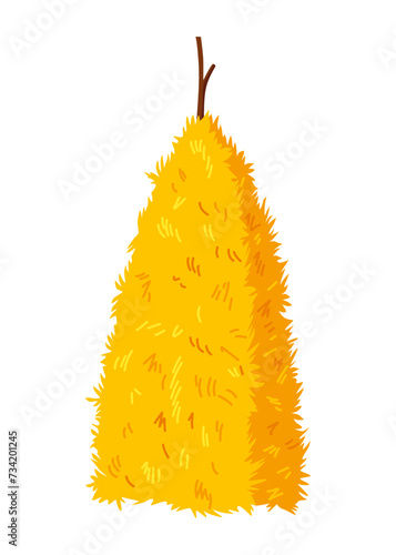 Haystack isolated on white background. Flat vector illustration dried haystack. Farming haymow bale hayloft, agricultural rural haycock. A supply of feed for livestock, the object of agriculture