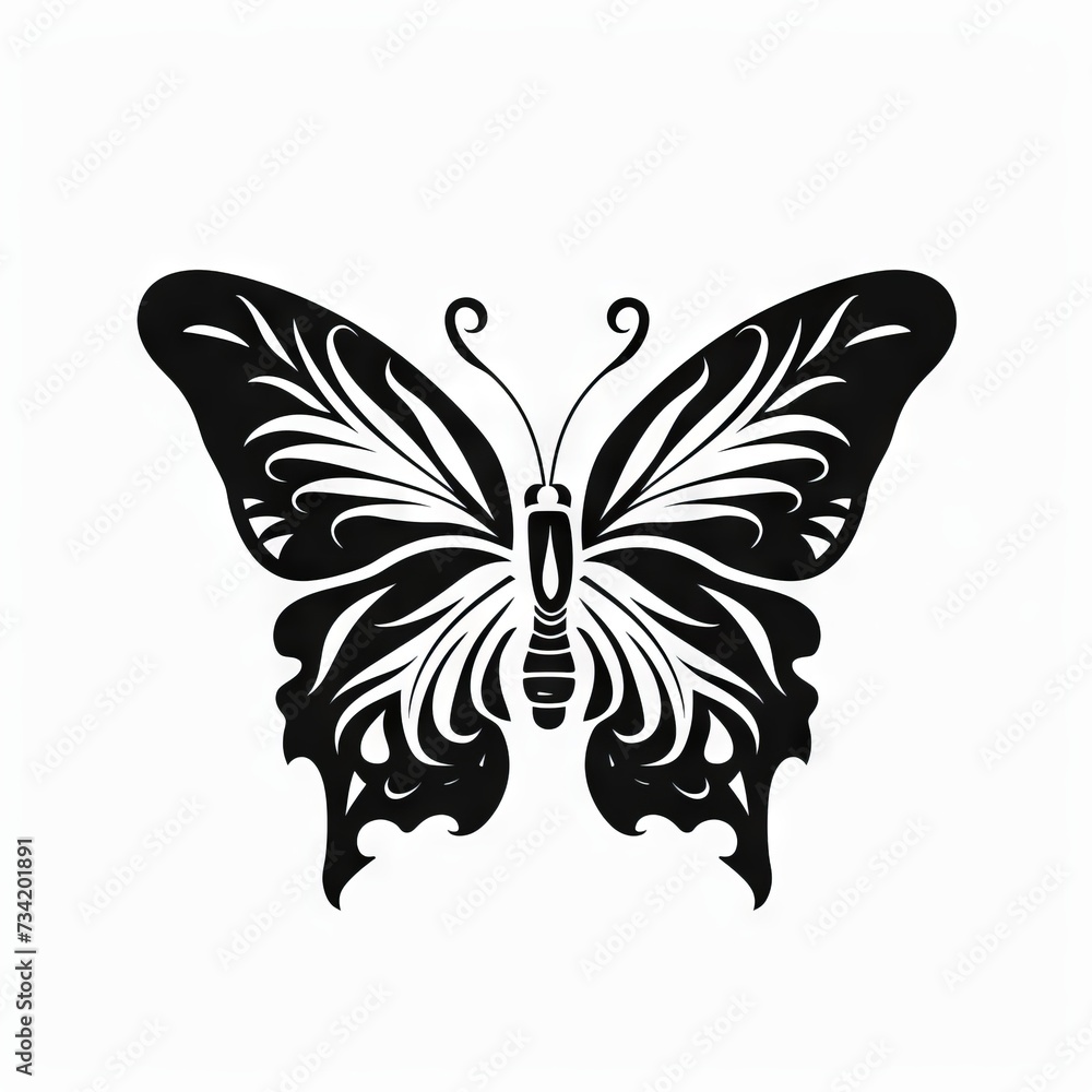 Butterfly Tribal Vector Monochrome Silhouette Illustration Isolated on White Background - Tattoo - Clipart - Logo - Graphic Design Element Butterfly Tribal Vector Monochrome Silhouette Illustration Isolated on White Background - Tattoo - Clipart - Logo - Graphic Design Element