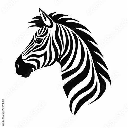 Zebra Tribal Vector Monochrome Silhouette Illustration Isolated on White Background - Tattoo - Clipart - Logo - Graphic Design Element