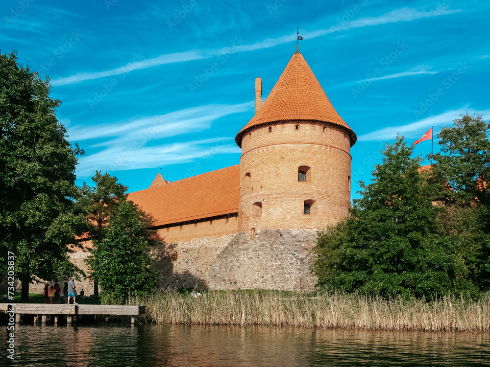 Trakai castle walls and corner tower, Lithuania