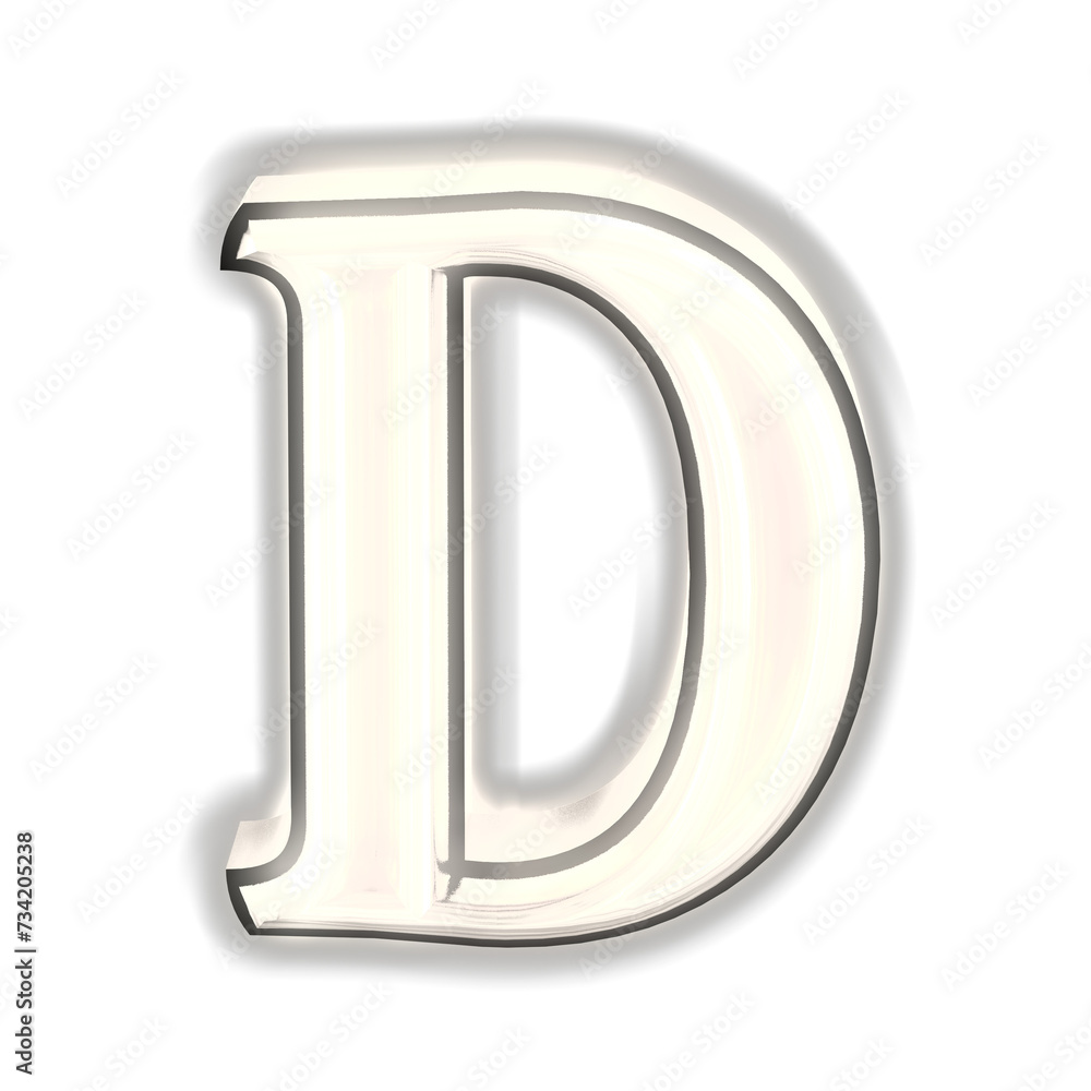 Glowing silver 3d symbol. letter d Glowing silver 3d symbol. letter d