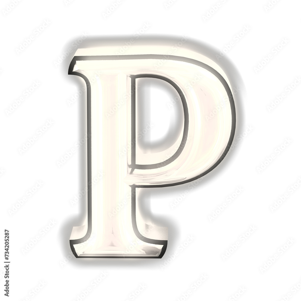 Glowing silver 3d symbol. letter p Glowing silver 3d symbol. letter p