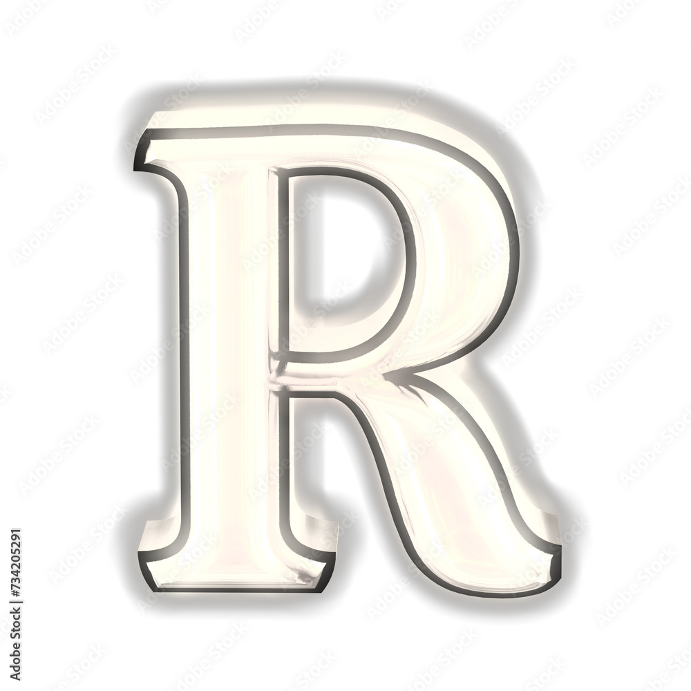 Glowing silver 3d symbol. letter r Glowing silver 3d symbol. letter r
