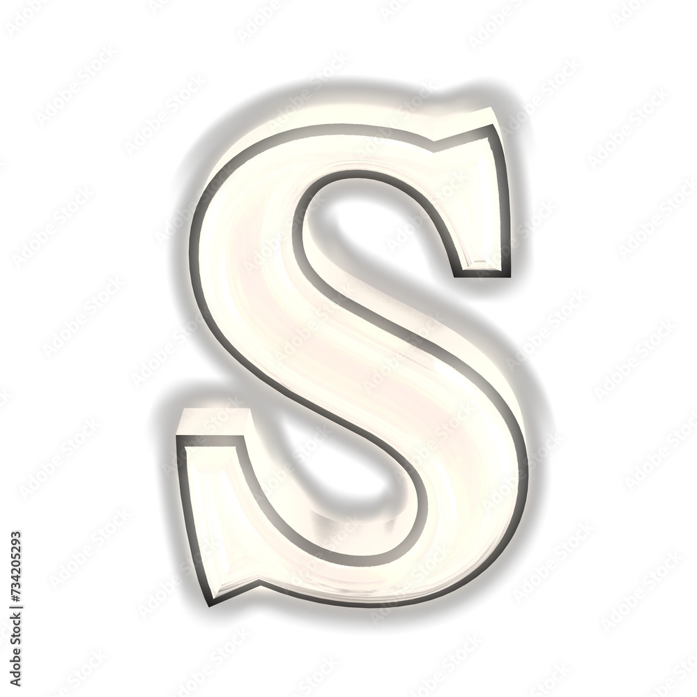 Glowing silver 3d symbol. letter s Glowing silver 3d symbol. letter s