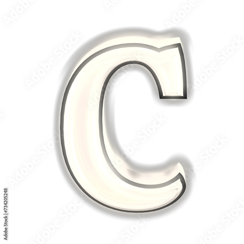 Glowing silver 3d symbol. letter c