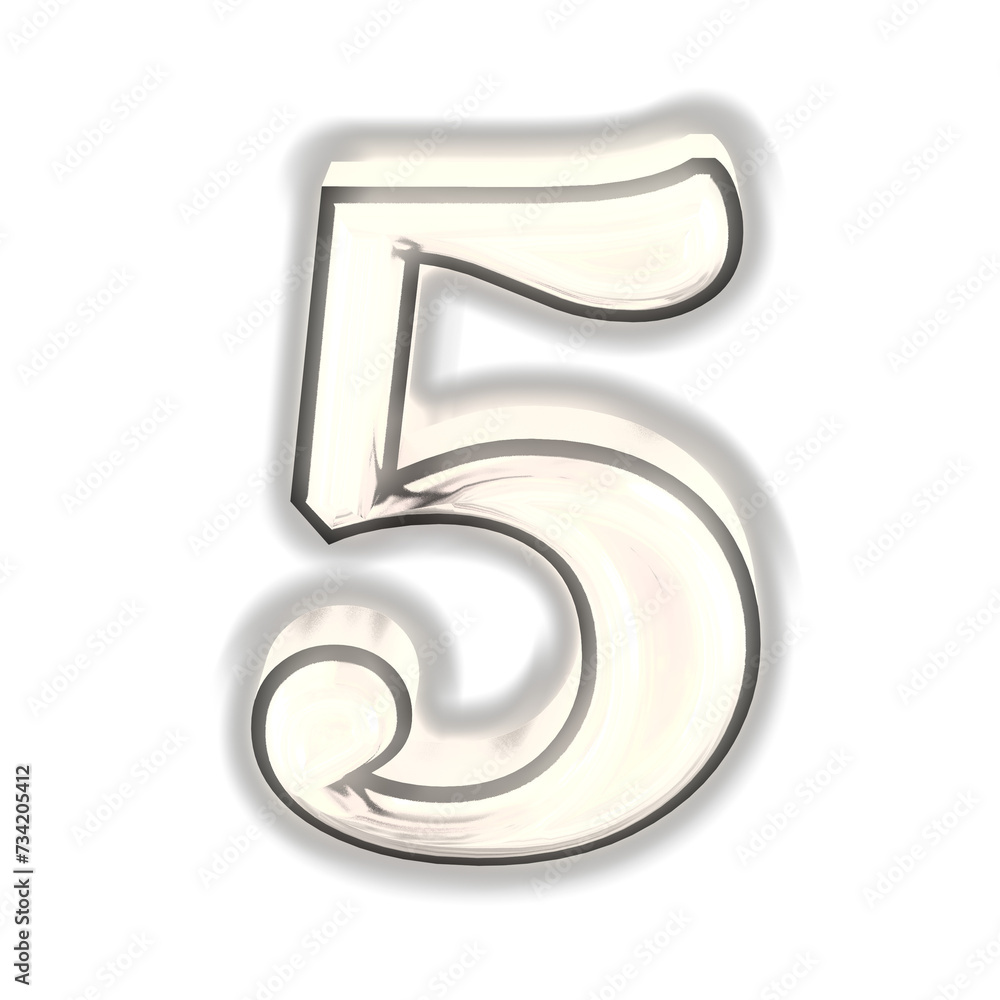 Glowing silver 3d symbol. number 5 Glowing silver 3d symbol. number 5