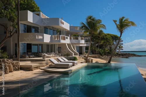 Luxury resort on private island with villas on water., generative IA © JONATAS