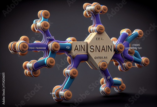 Ganaxolone epilepsy drug molecule. 3D rendering. Generative AI photo