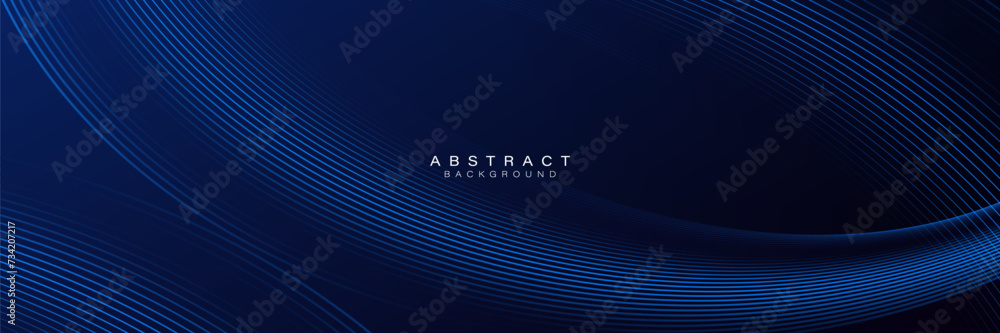 Abstract glowing geometric oval lines on dark blue background. Motion curve lines. Modern futuristic shiny blue lines design. Suit for corporate, business, brochure, banner, cover, presentation Abstract glowing geometric oval lines on dark blue background. Motion curve lines. Modern futuristic shiny blue lines design. Suit for corporate, business, brochure, banner, cover, presentation