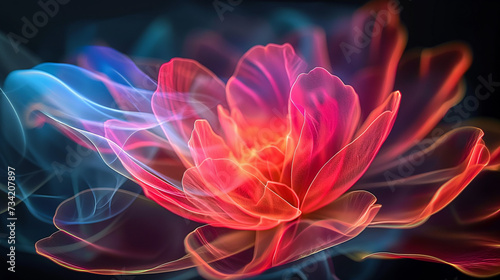 abstract red and blue night photo floral design