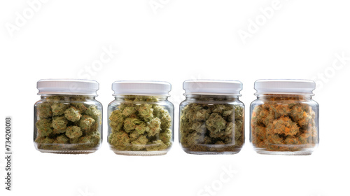 Konstfotografi various cannabis strains in jars, Medical cannabis, marijuanna