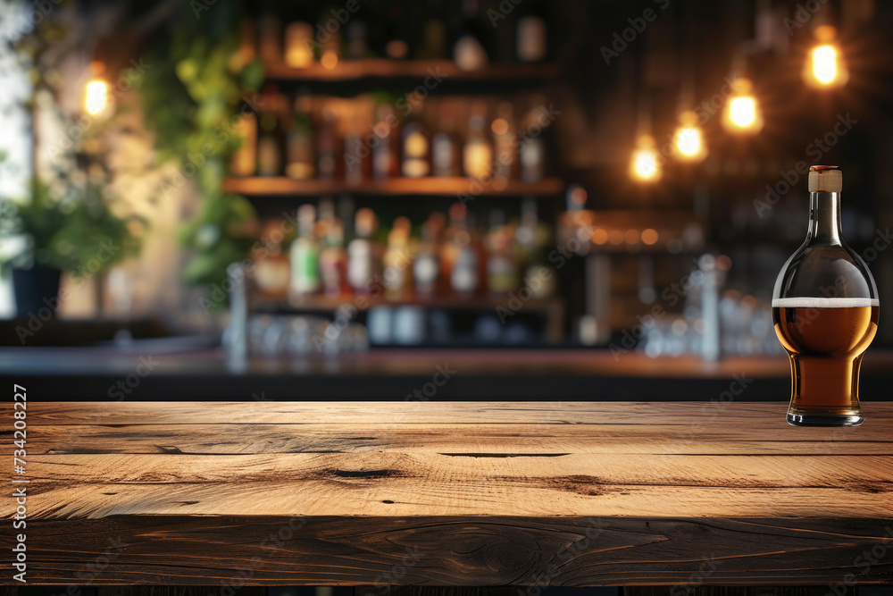 Charming Tavern Vistas: Soft Brown Wood Bar Counter