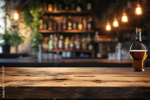 Charming Tavern Vistas: Soft Brown Wood Bar Counter