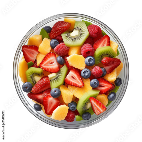 Bowl of healthy fresh fruit salad  top view.