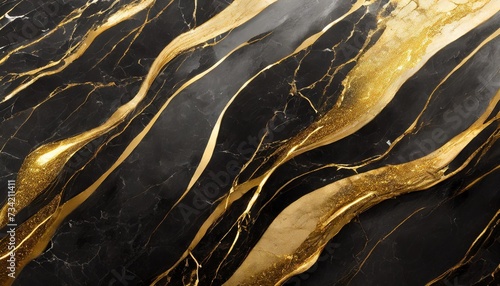 luxury black and metallic gold marble background © Claudio