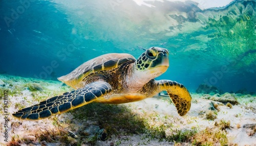 green turtle swimming © Claudio