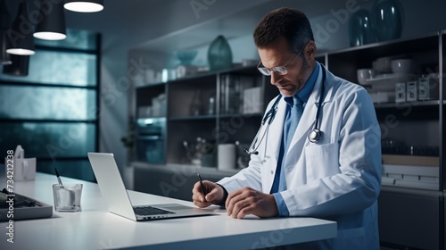 a doctor working on a laptop
