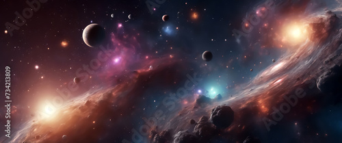 Cosmic nebulae. An endless universe. Fantastic space backdrop Planets in space. AI generated