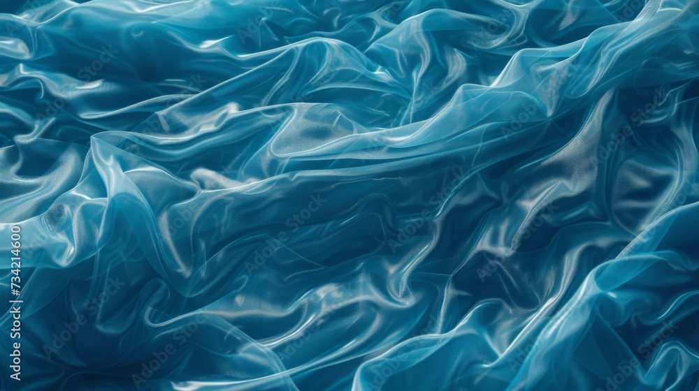 Floating Blue Fabric Illustration Generative AI Floating Blue Fabric Illustration Generative AI
