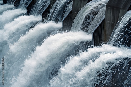 Energetic Rush of Water at Hydroelectric Dam  Power in Motion