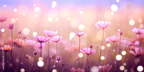 Abstract bokeh pink flowers background