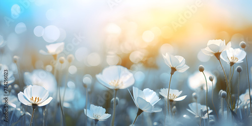 Abstract bokeh white flowers background