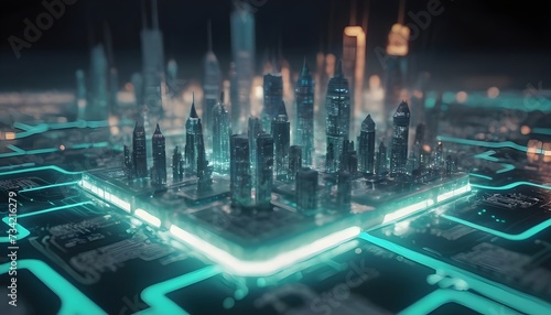 Embracing the Future: A Futuristic Glimpse into Smart City Technology and Digital Connectivity. Futuristic cyberspace concept