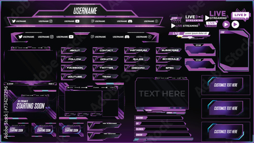 latest Twitch stream overlay package including face cam overlay, offline, starting soon, twitch panels