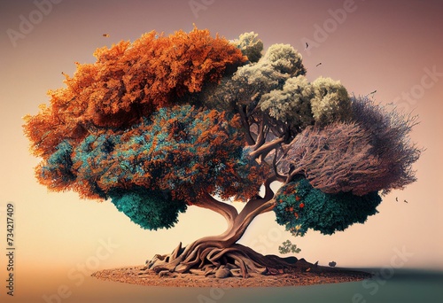 Color illustration of a tree. Generative AI