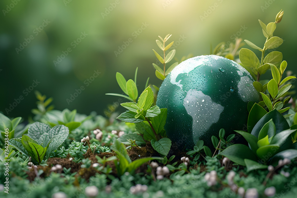 world environment and Earth day concept with green globe banner with copy space world environment and Earth day concept with green globe banner with copy space