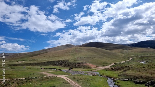 wonderful view with mountains and clouds