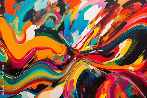 An abstract artwork with vibrant colors and dynamic patterns. Generative AI